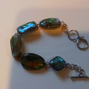 Sterling silver bracelet with green stones